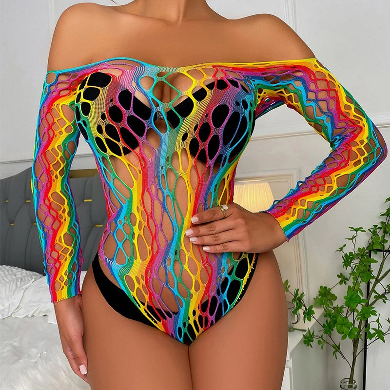 Sheer Mesh Long Sleeve Bodysuit
