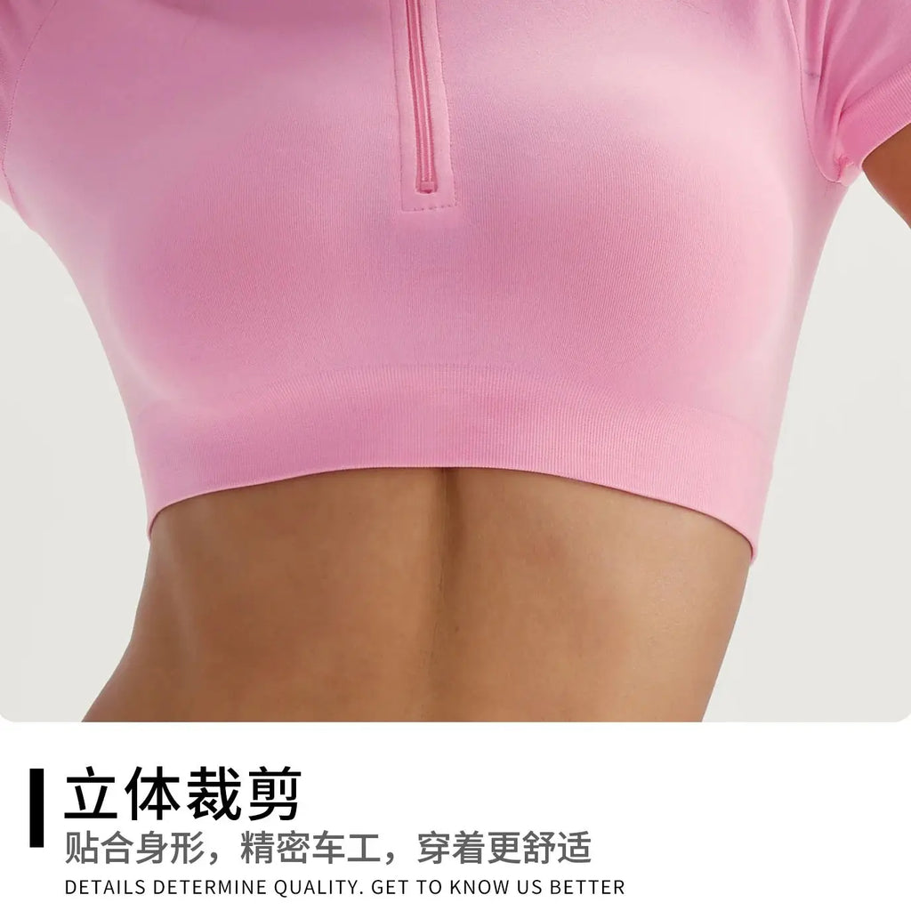 Seamless Half-Zip Yoga Crop Top