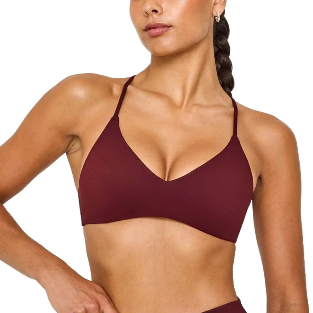 Racerback Sports Bra – Breathable Nylon Yoga & Gym Workout Bra