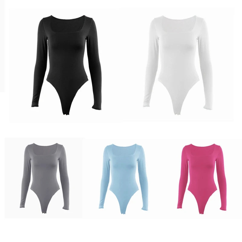 Square Neck Long Sleeve Bodysuit