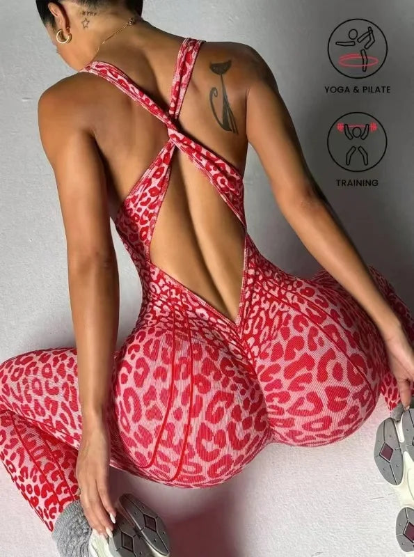 Leopard Print Yoga Jumpsuit
