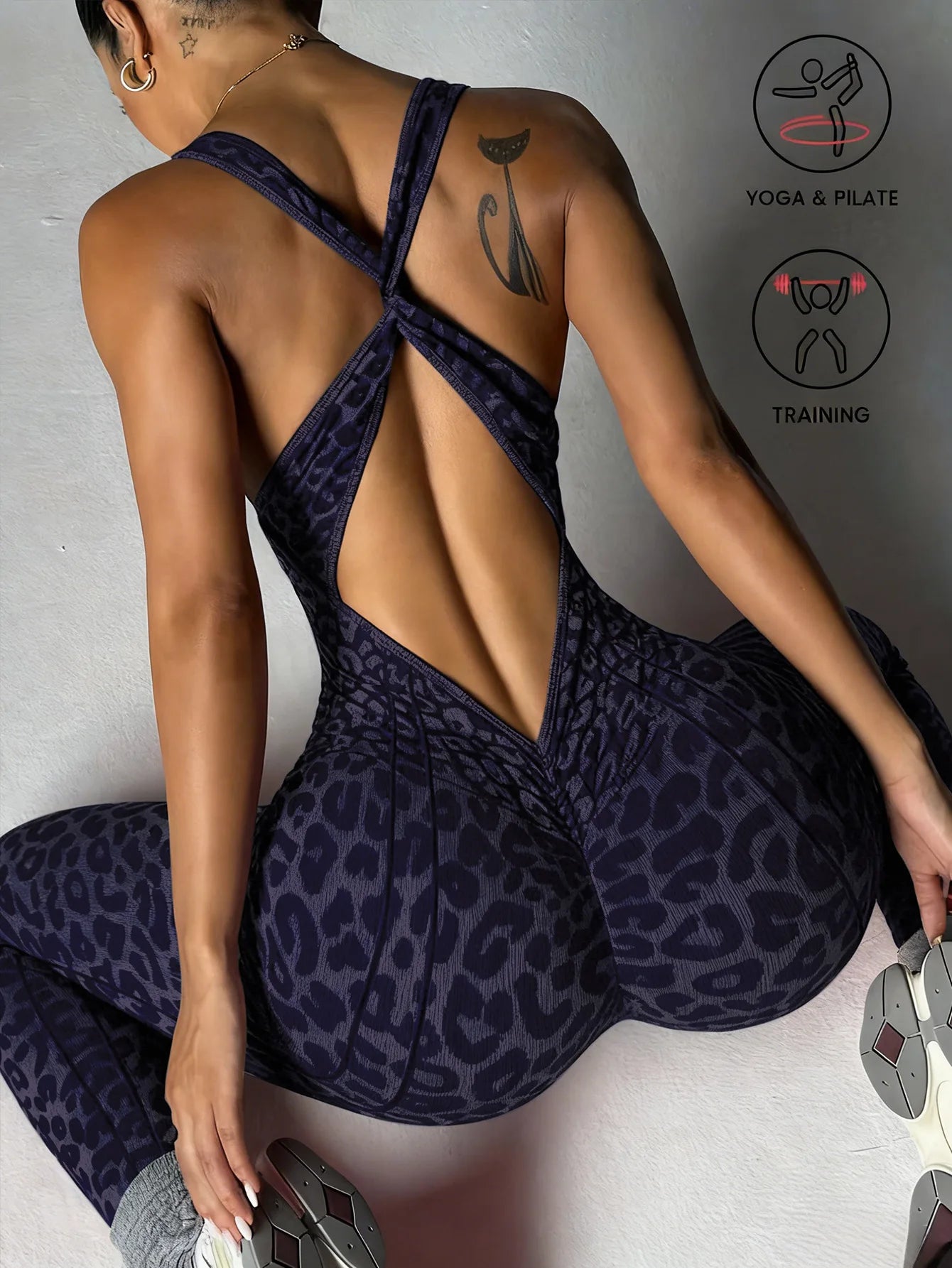 Leopard Print Yoga Jumpsuit