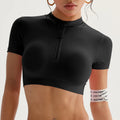 Seamless Half-Zip Yoga Crop Top