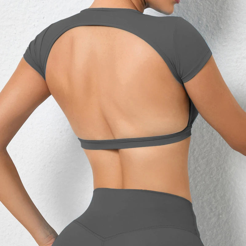 Breathable Backless Gym Crop Top