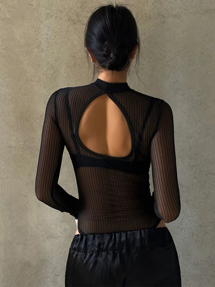 Sheer Backless Bodysuit